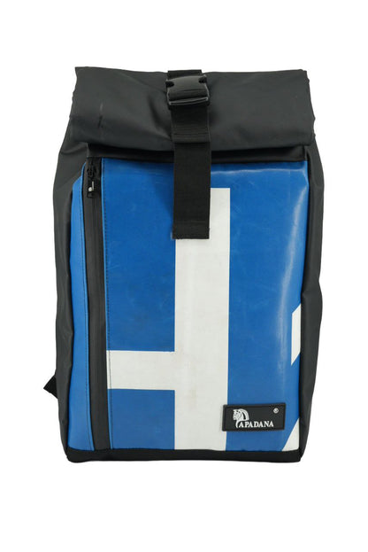 Rolltop Rucksack aus recycelter LKW-Plane | Wasserdicht | Laptopfach | Handgemacht | Unisex