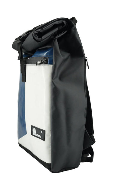 Rolltop Rucksack aus recycelter LKW-Plane | Wasserdicht | Laptopfach | Handgemacht | Unisex