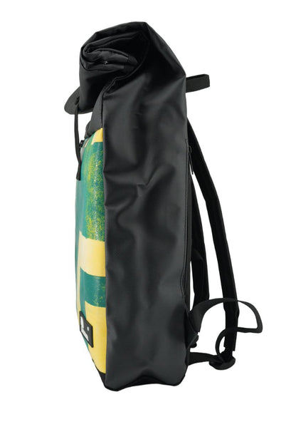 Rolltop Rucksack aus recycelter LKW-Plane | Wasserdicht | Laptopfach | Handgemacht | Unisex
