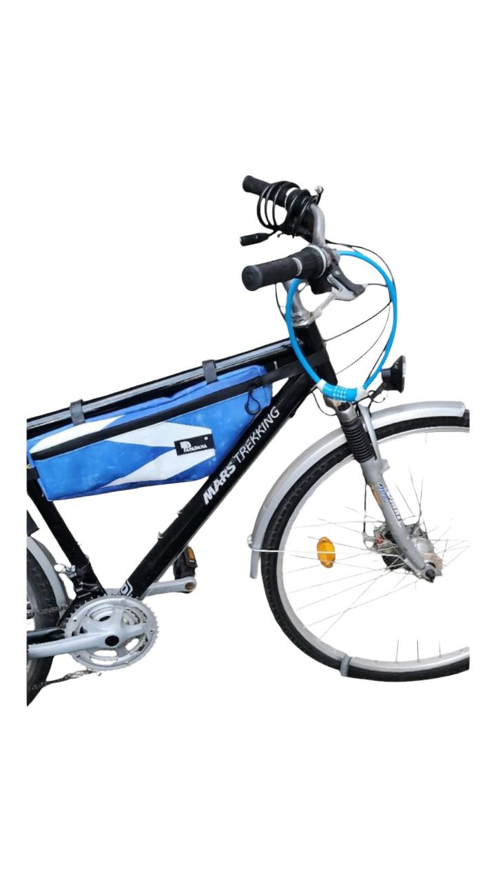 2in1 Fahrrad Rahmentasche & Umhängetasche – 45×20×6 cm – Recycelte LKW-Plane – Handgemacht